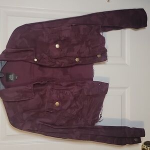 Wild Fable S Women's Purple Camo Cropped Denim Jacket